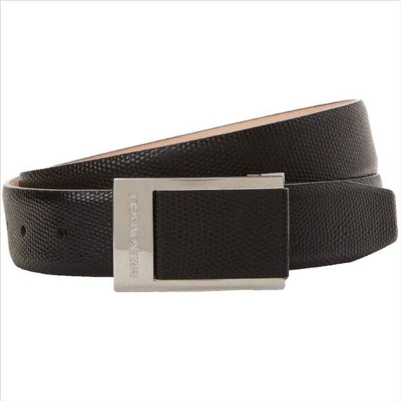Bruno Magli Men's Textured Pebble Black Leather Belt